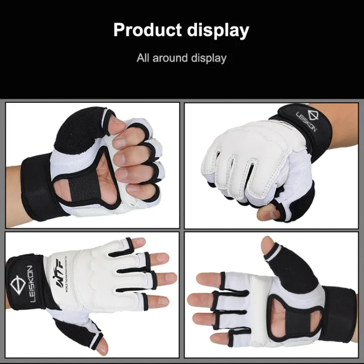 Half Fingers Adults Sandbag Training Boxing Gloves PU Leather Fitness Sparring Taekwondo Gloves, SIZE:L