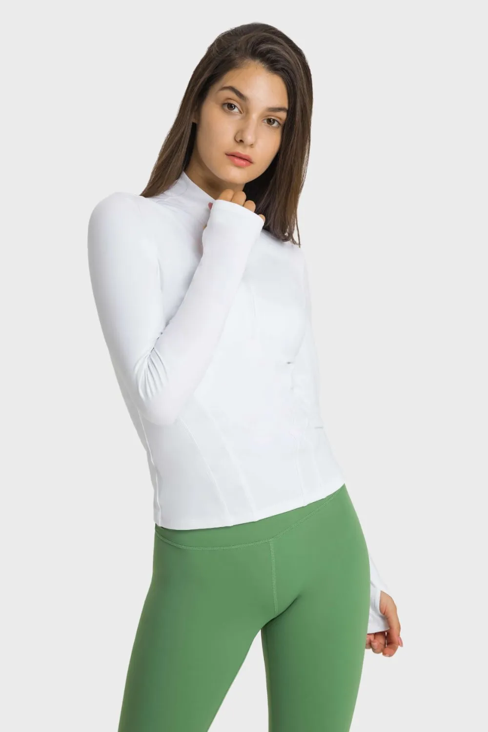 Half Zip Thumbhole Sleeve Sports Top