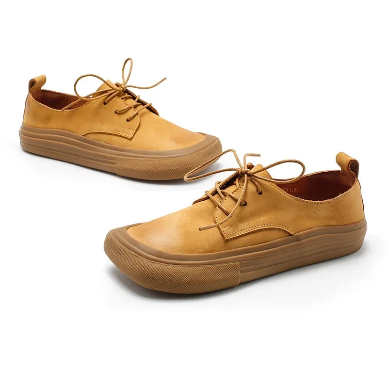 Handmade Nubuck Leather Oxfords & Tie Shoes For Women in 6 Colors