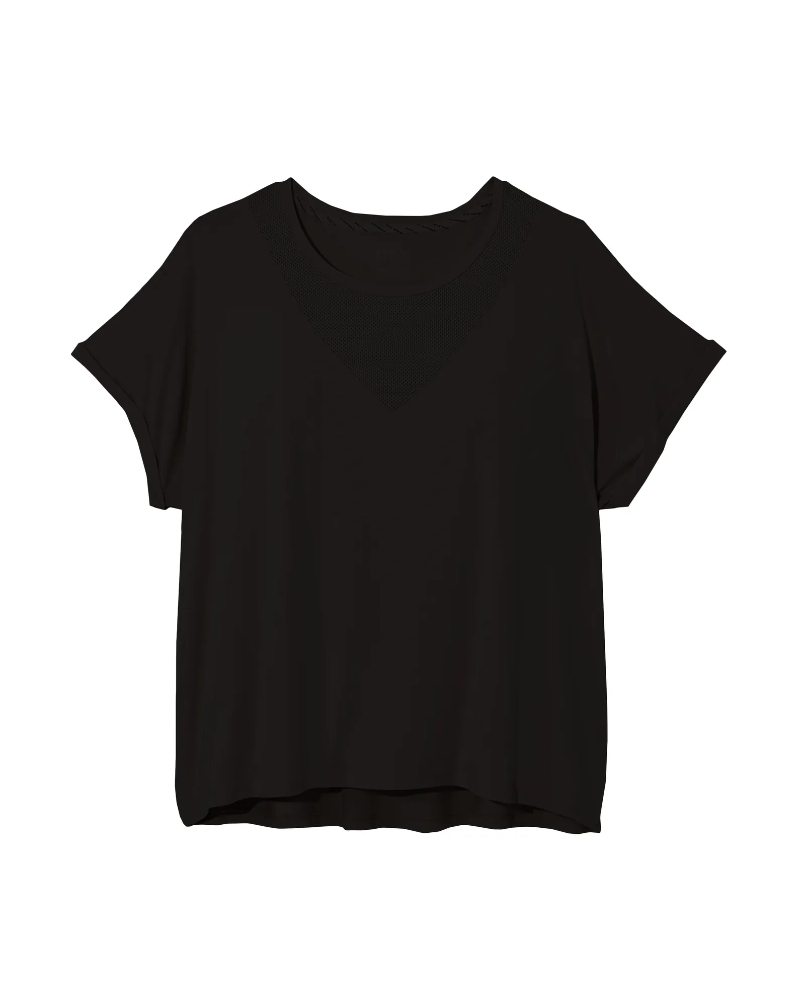 Hazel Tee with Mesh V-Neck | Black