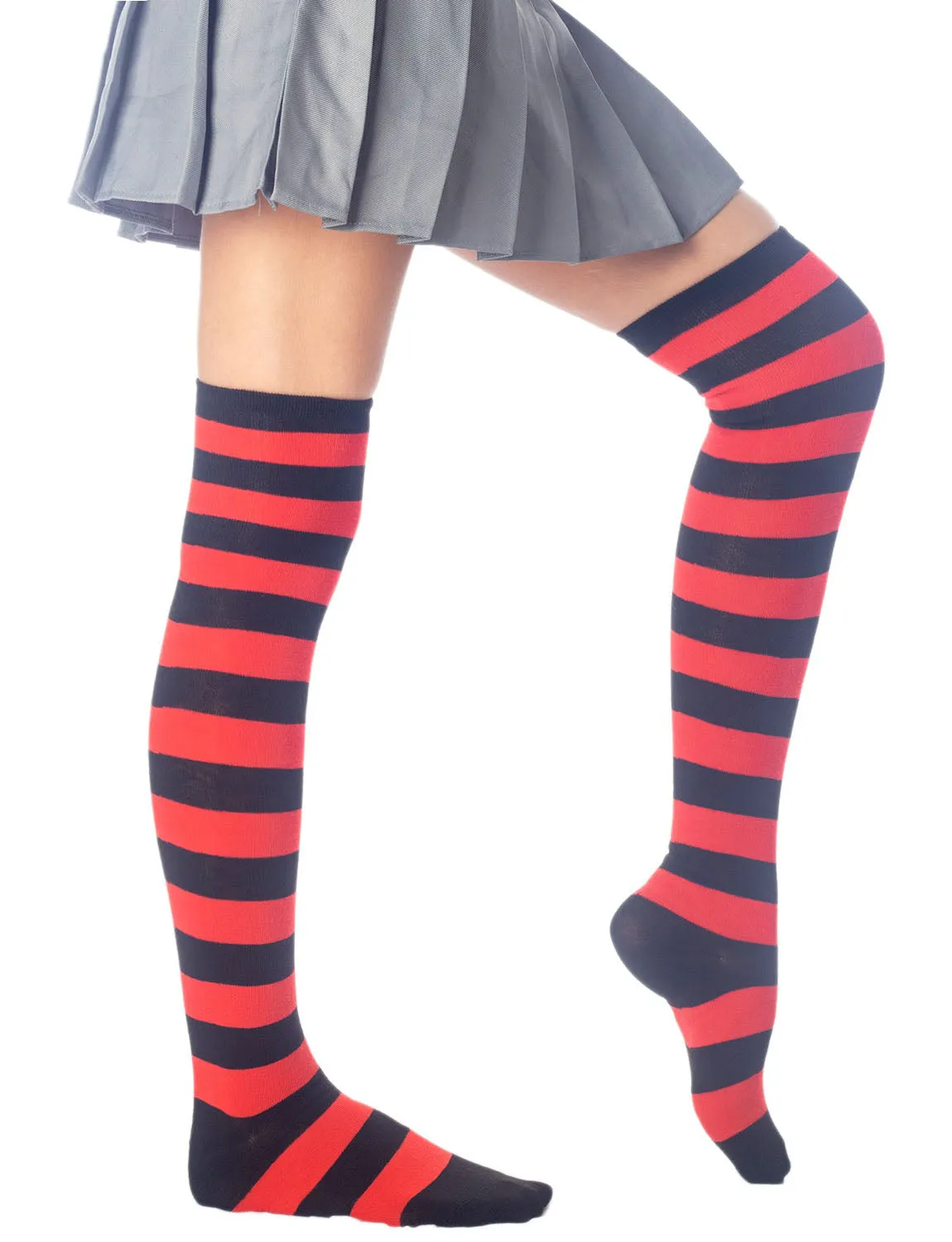 iB-iP Women's Zebra Stripes Sports Over The Knee Hold-up Thigh High Long Socks