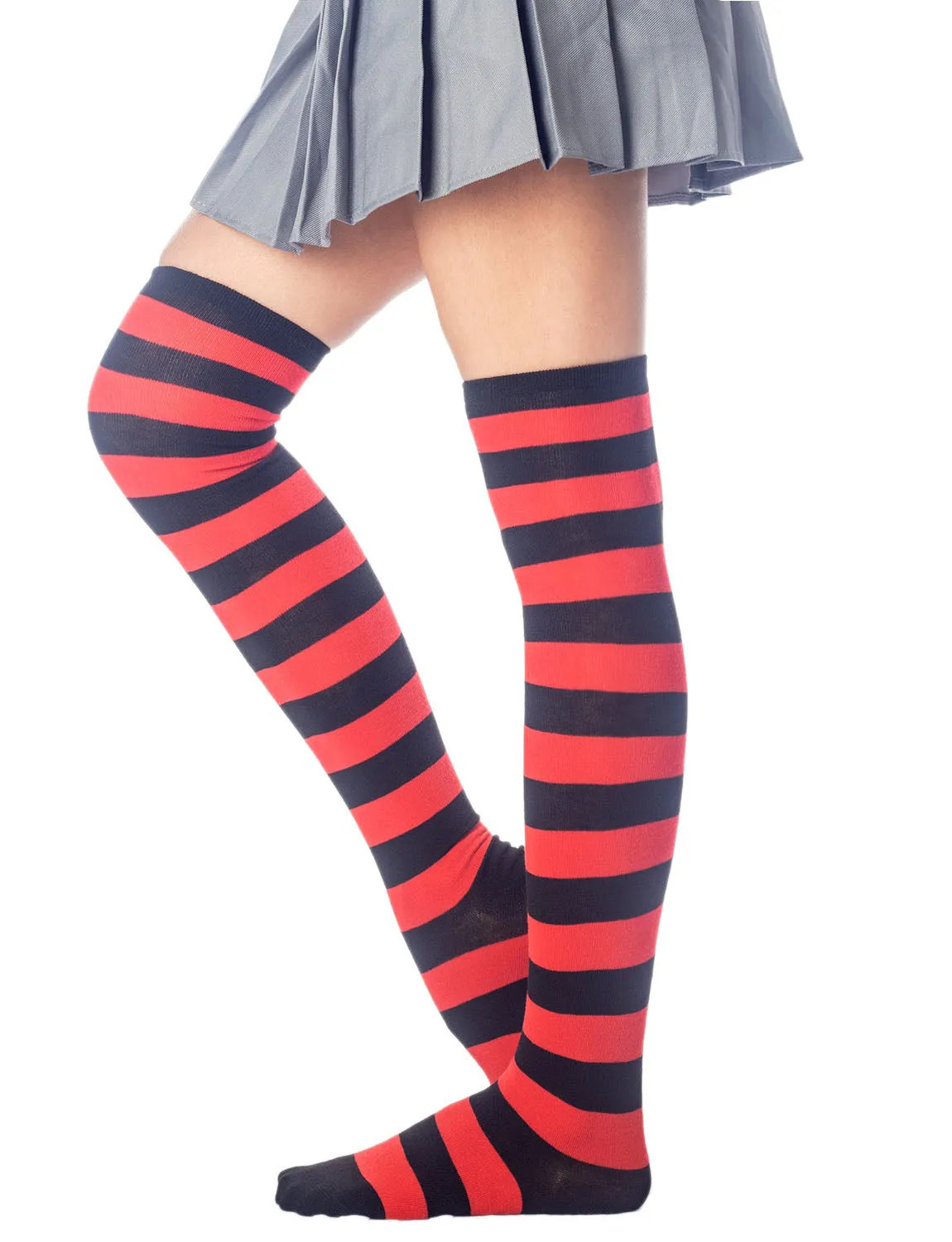 iB-iP Women's Zebra Stripes Sports Over The Knee Hold-up Thigh High Long Socks