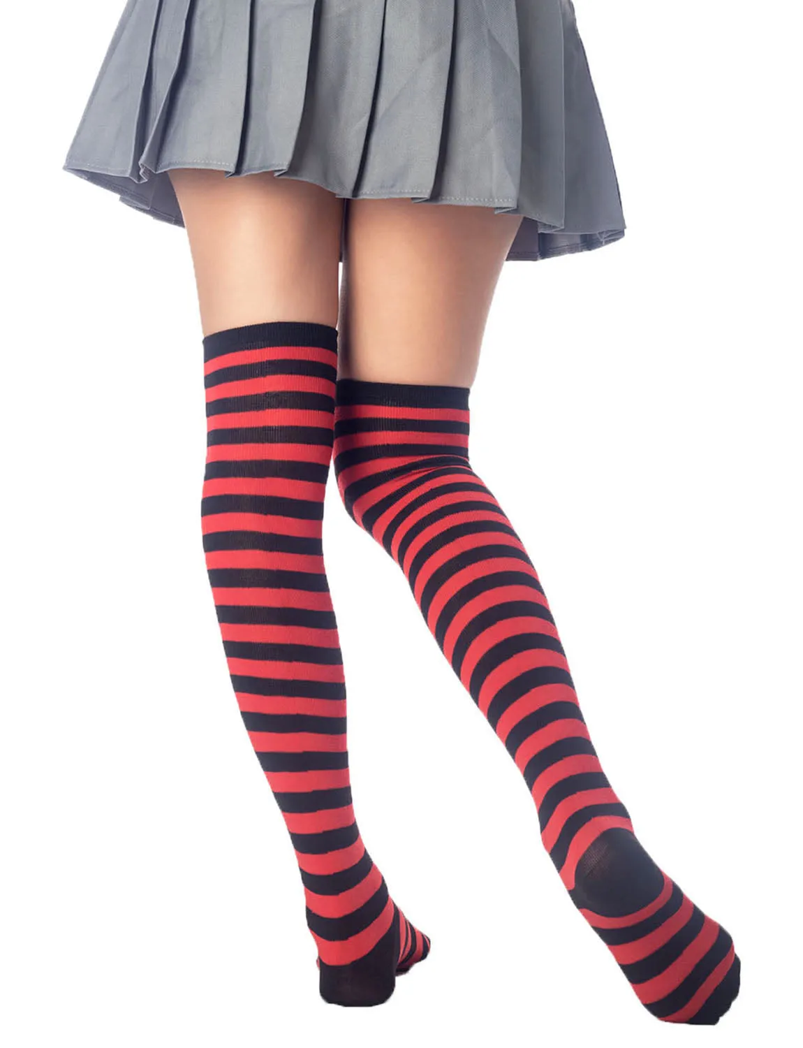 iB-iP Women's Zebra Stripes Sports Over The Knee Hold-up Thigh High Long Socks