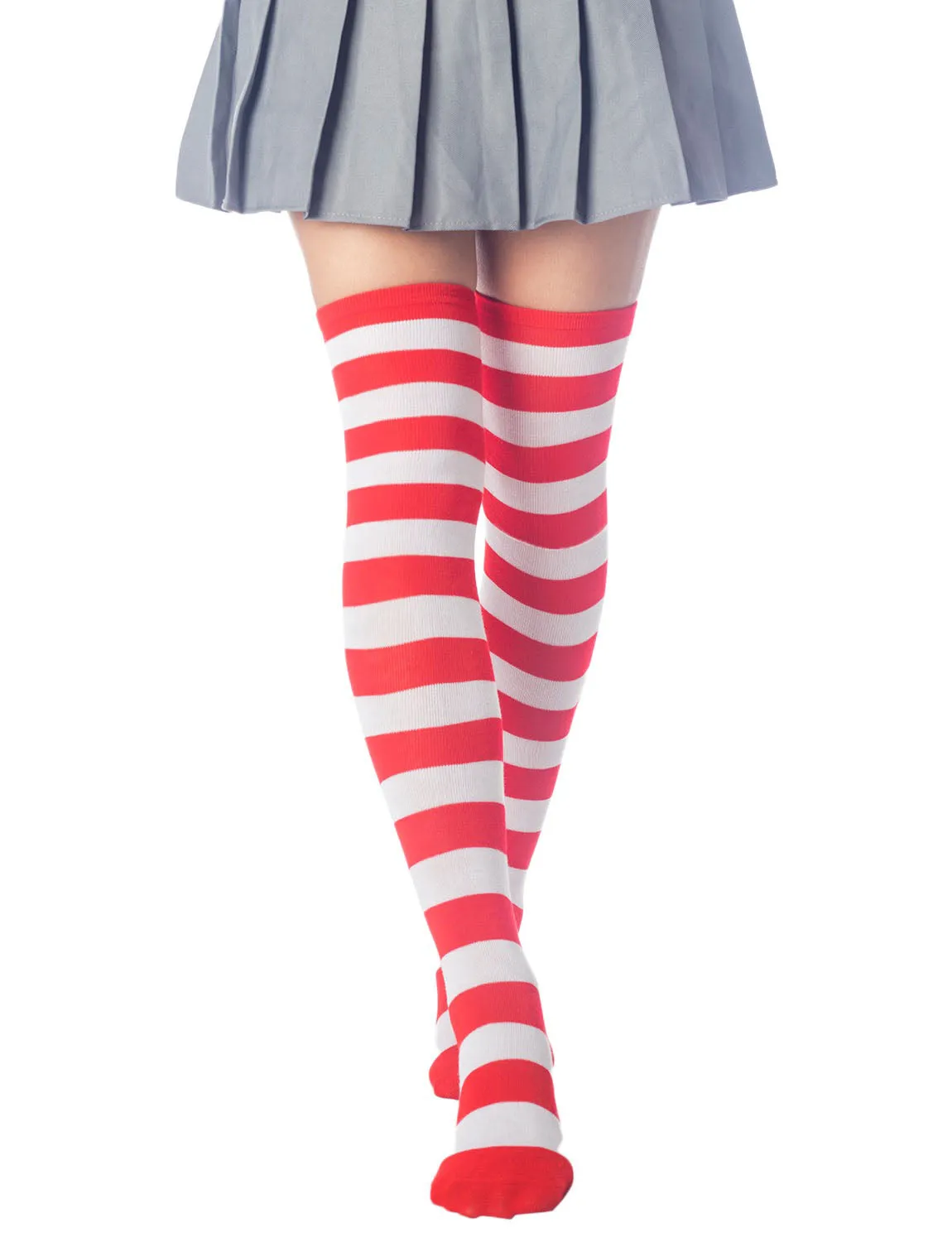 iB-iP Women's Zebra Stripes Sports Over The Knee Hold-up Thigh High Long Socks