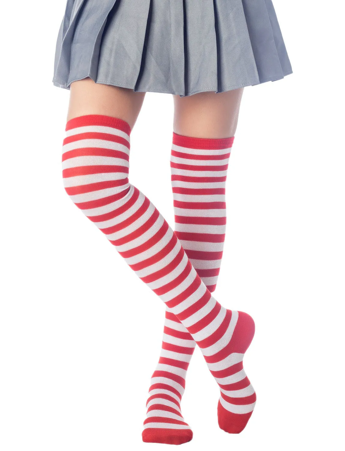 iB-iP Women's Zebra Stripes Sports Over The Knee Hold-up Thigh High Long Socks