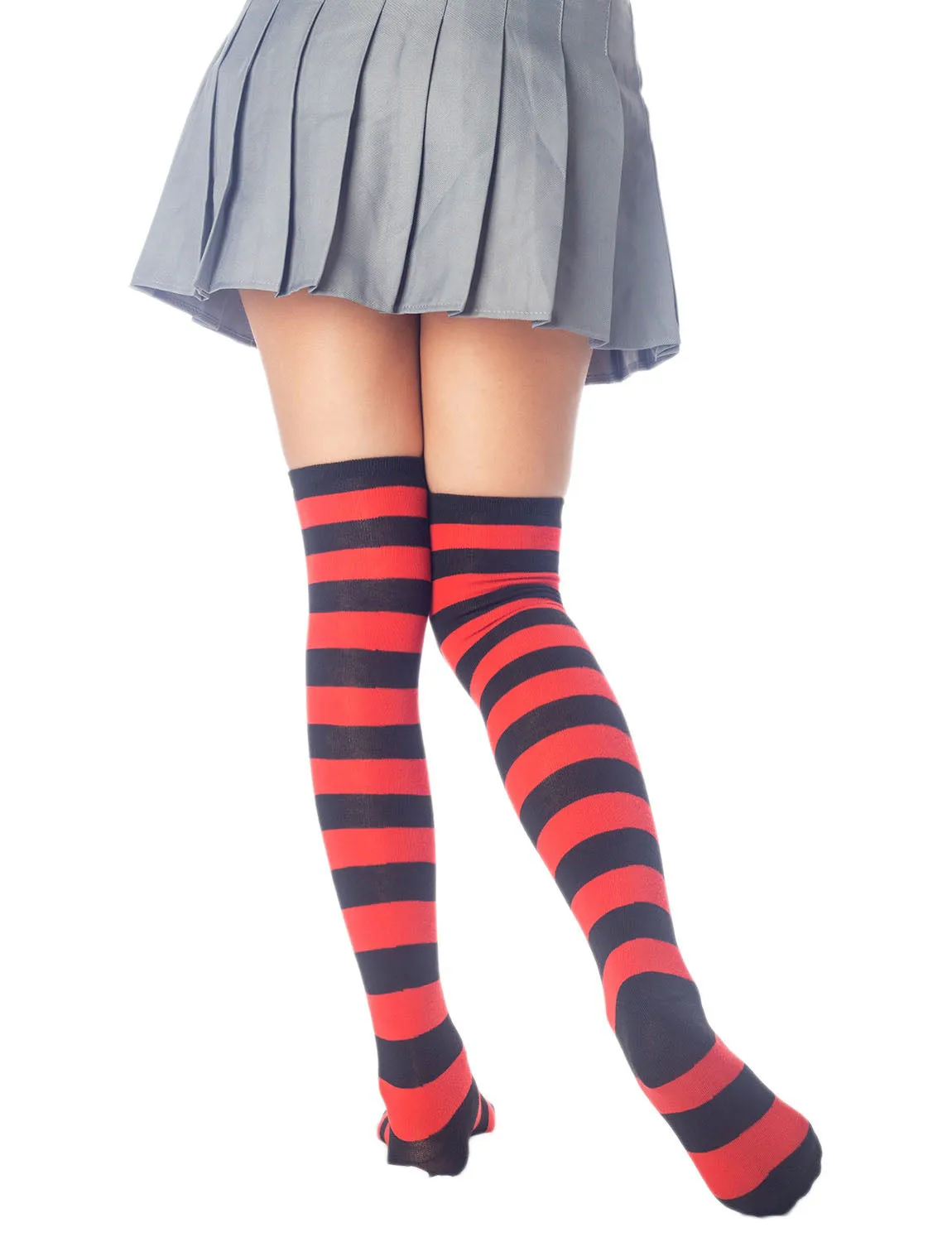 iB-iP Women's Zebra Stripes Sports Over The Knee Hold-up Thigh High Long Socks