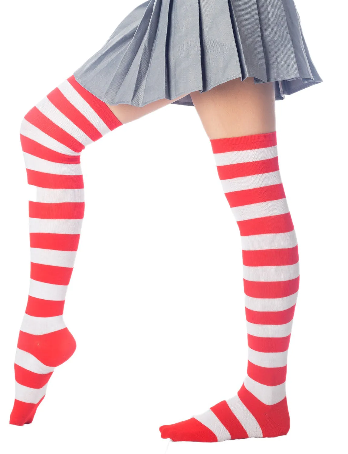 iB-iP Women's Zebra Stripes Sports Over The Knee Hold-up Thigh High Long Socks