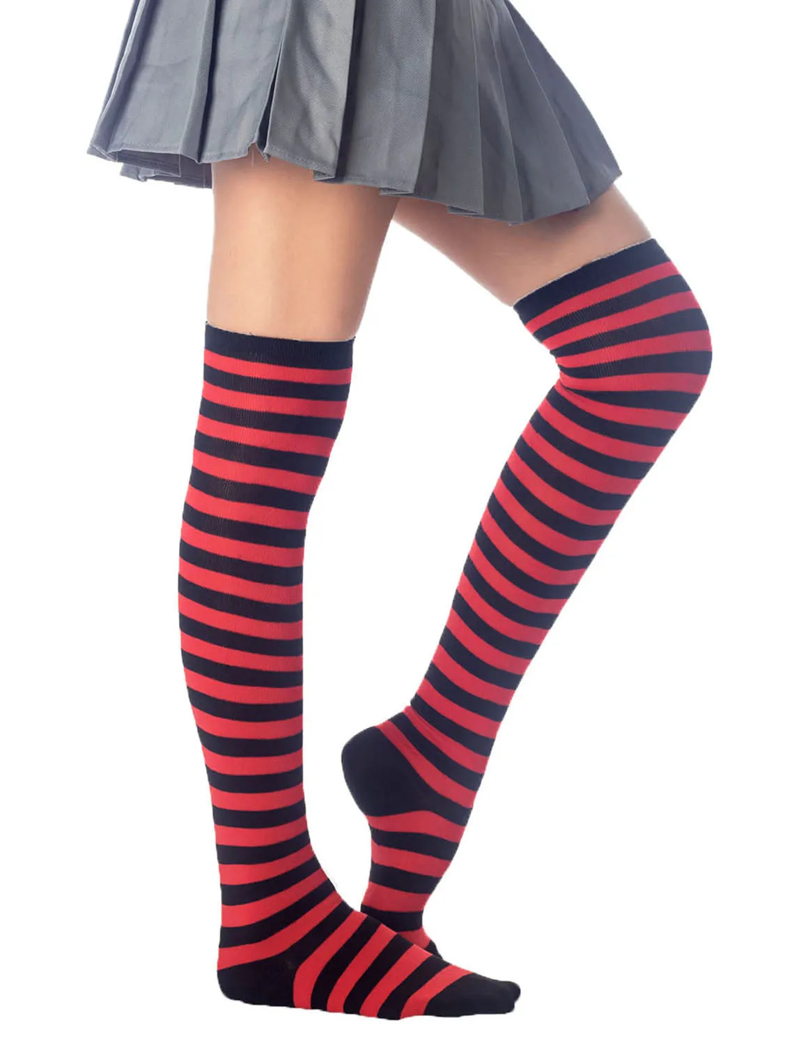 iB-iP Women's Zebra Stripes Sports Over The Knee Hold-up Thigh High Long Socks