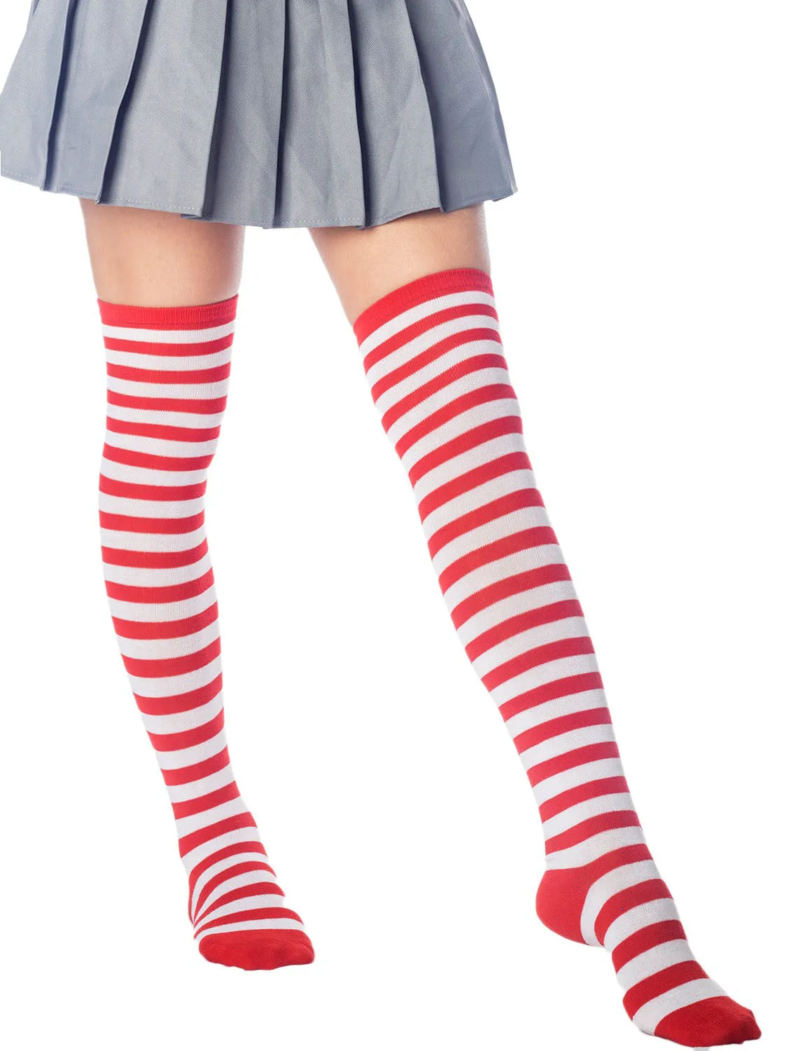 iB-iP Women's Zebra Stripes Sports Over The Knee Hold-up Thigh High Long Socks