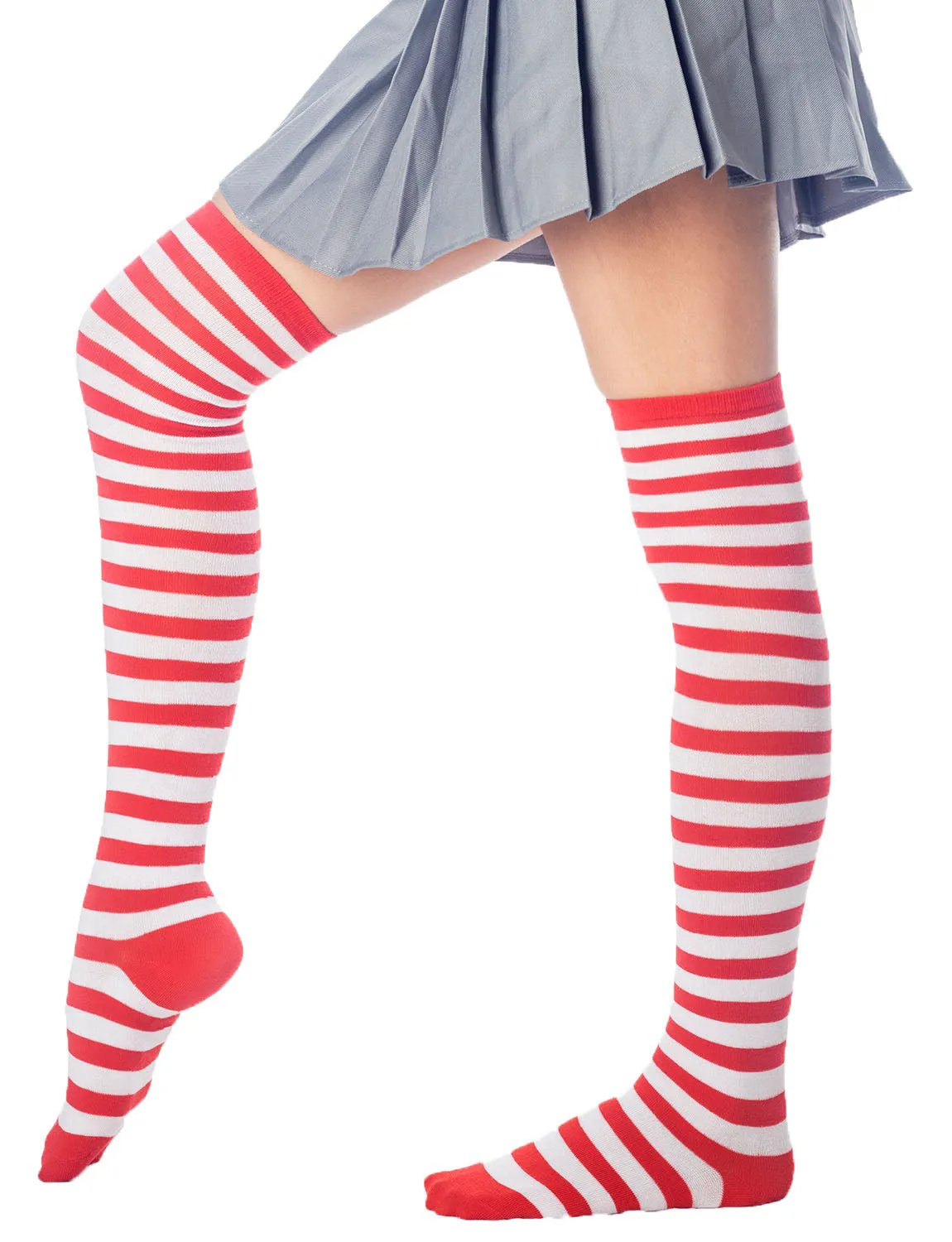 iB-iP Women's Zebra Stripes Sports Over The Knee Hold-up Thigh High Long Socks