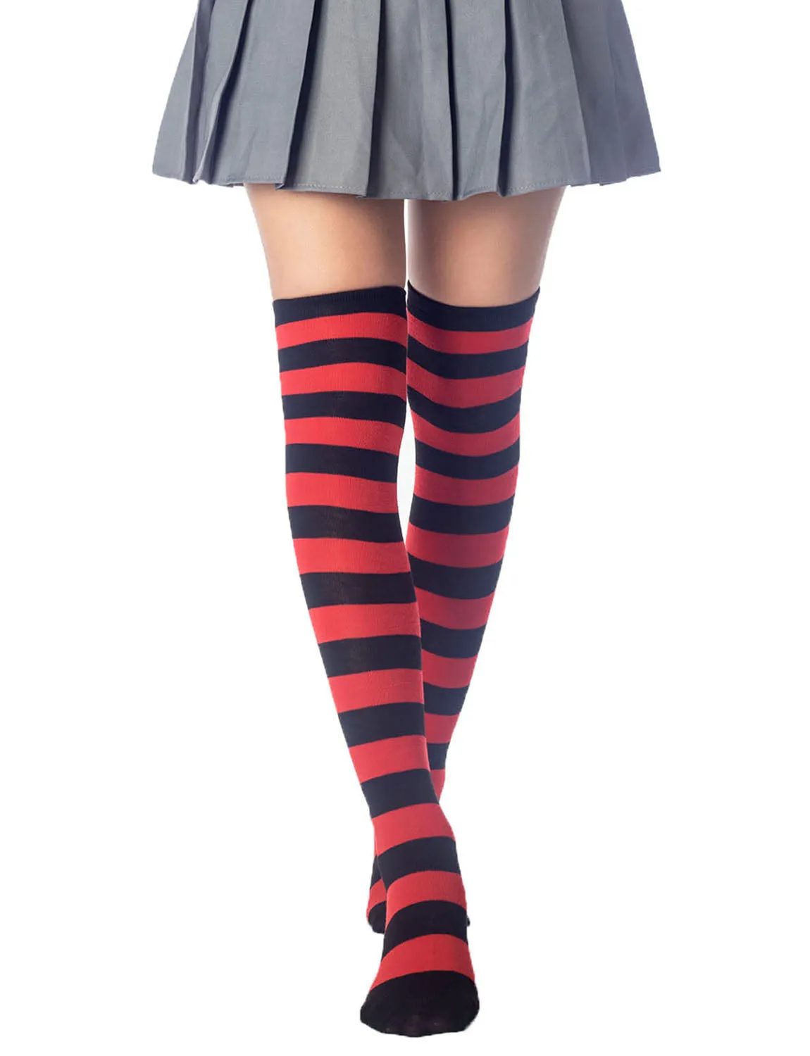 iB-iP Women's Zebra Stripes Sports Over The Knee Hold-up Thigh High Long Socks