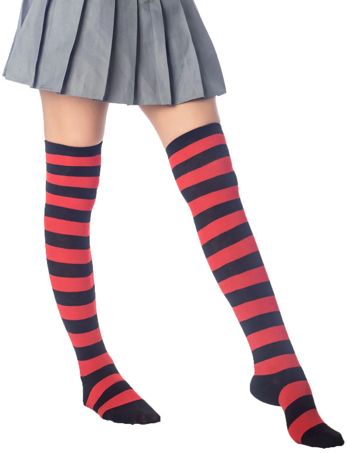 iB-iP Women's Zebra Stripes Sports Over The Knee Hold-up Thigh High Long Socks