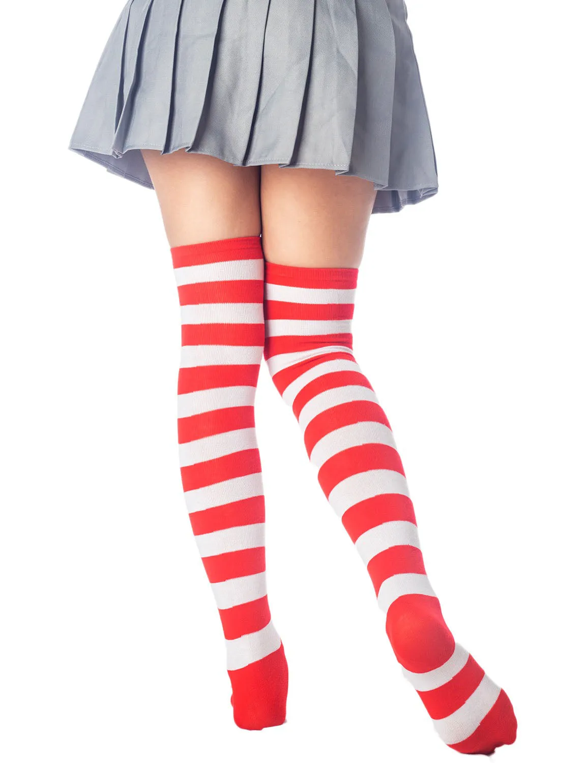 iB-iP Women's Zebra Stripes Sports Over The Knee Hold-up Thigh High Long Socks