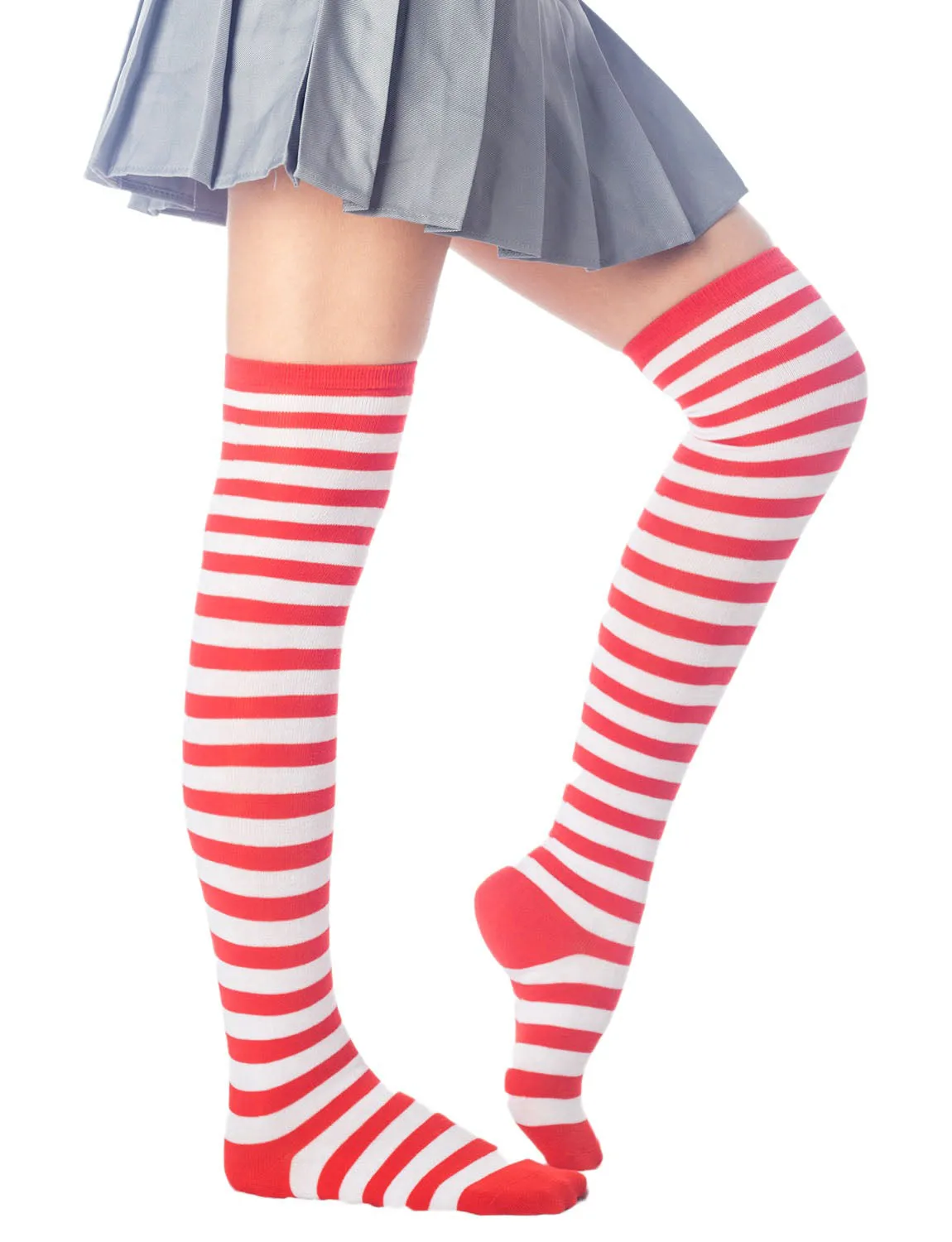 iB-iP Women's Zebra Stripes Sports Over The Knee Hold-up Thigh High Long Socks