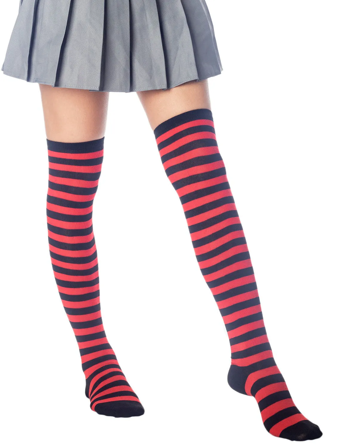 iB-iP Women's Zebra Stripes Sports Over The Knee Hold-up Thigh High Long Socks