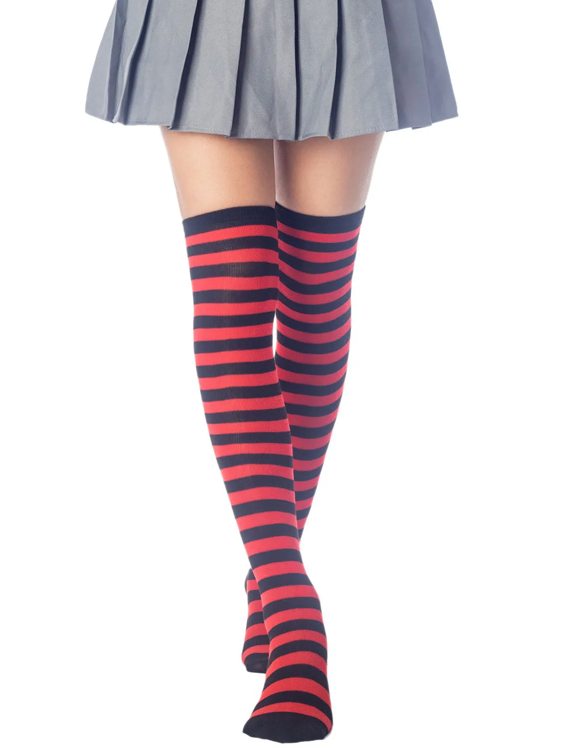 iB-iP Women's Zebra Stripes Sports Over The Knee Hold-up Thigh High Long Socks