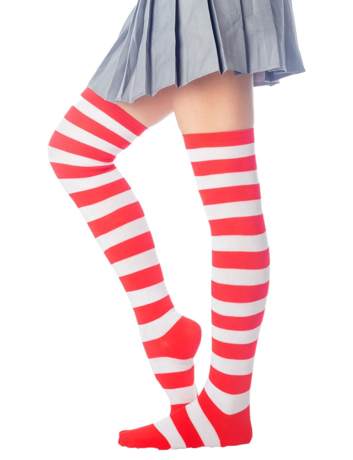 iB-iP Women's Zebra Stripes Sports Over The Knee Hold-up Thigh High Long Socks