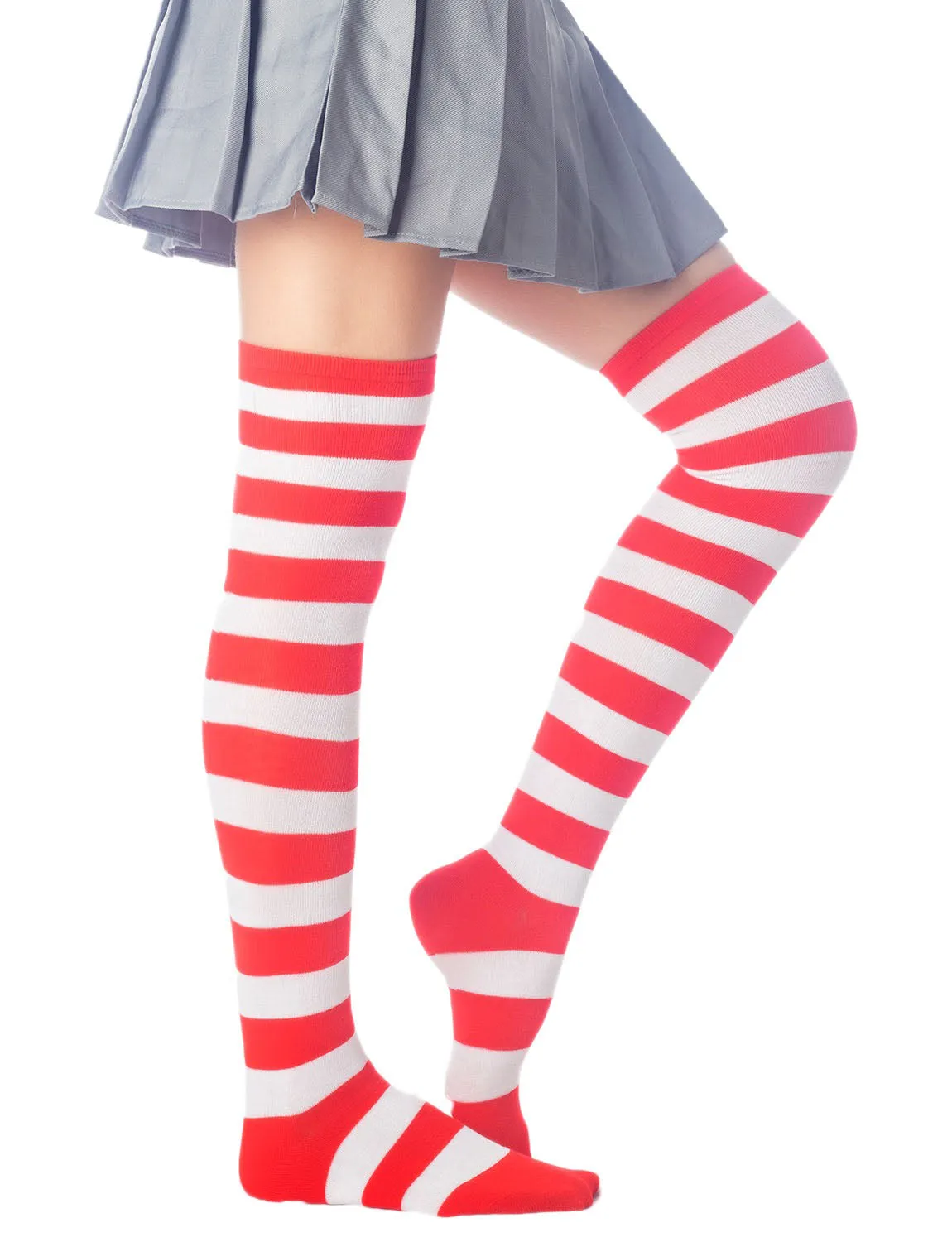 iB-iP Women's Zebra Stripes Sports Over The Knee Hold-up Thigh High Long Socks