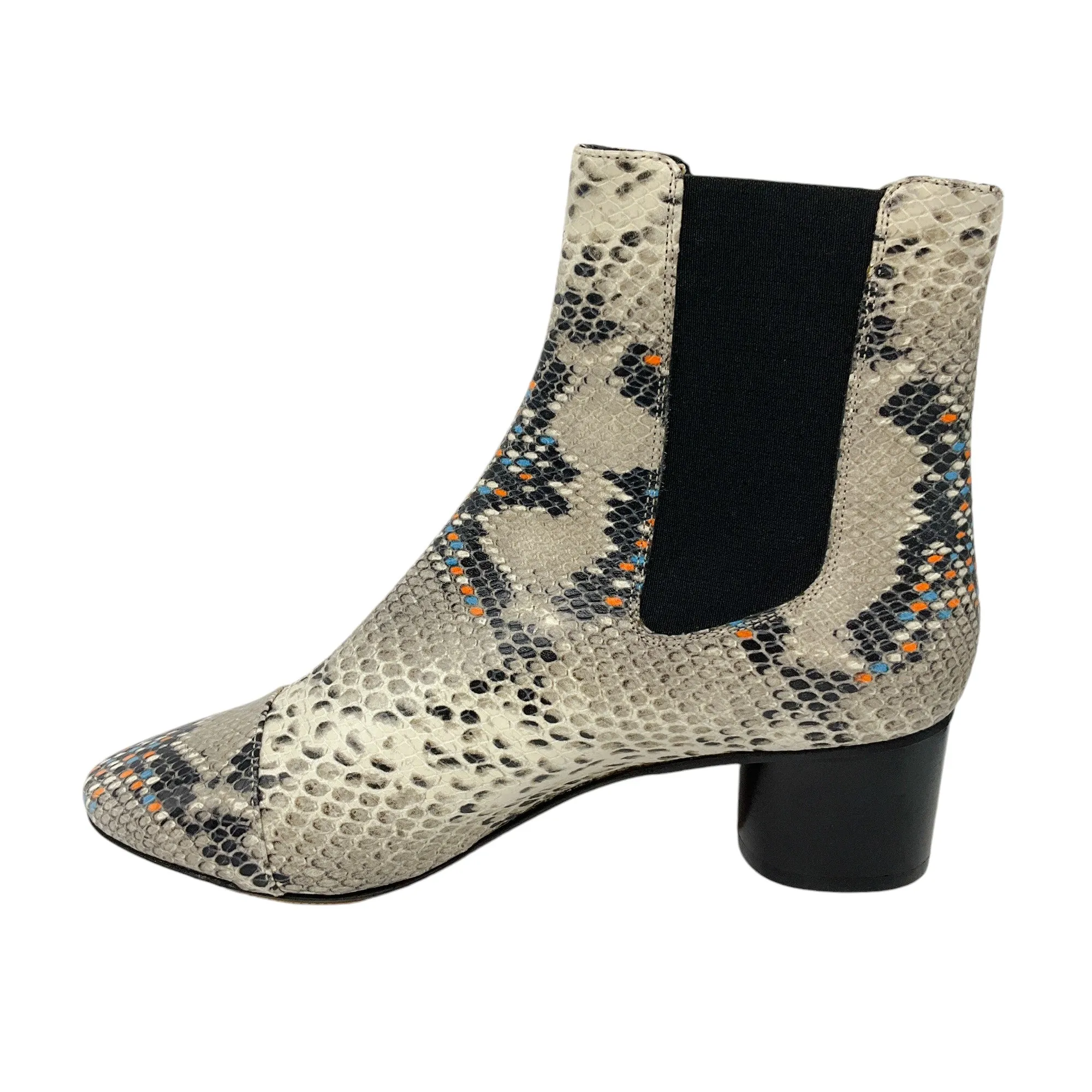 Isabel Marant Ivory Multi Snake Print Leather Booties