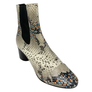 Isabel Marant Ivory Multi Snake Print Leather Booties