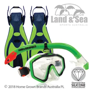 Land & Sea Sports Porpoise Youth Snorkel Set Lime 8-12 Years