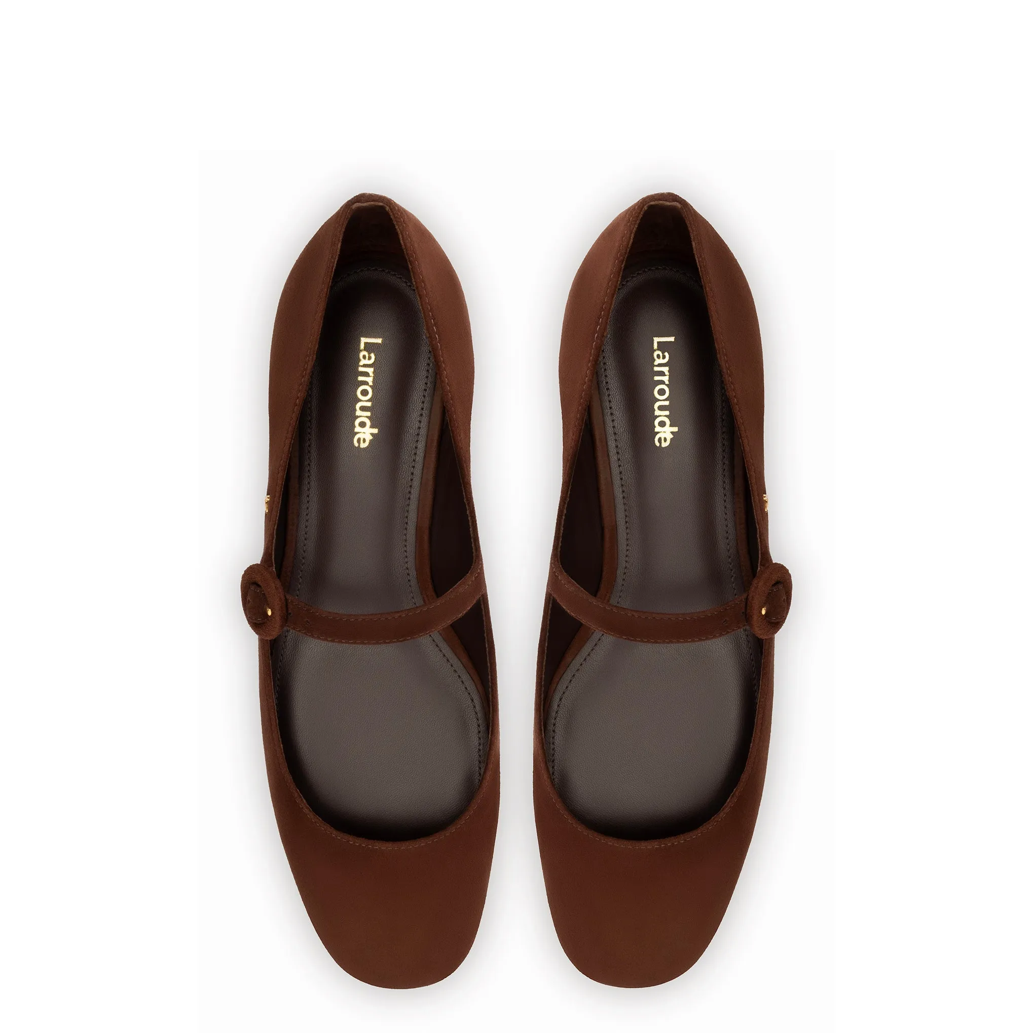 Larroude Blair Ballet Flat In Brown Suede