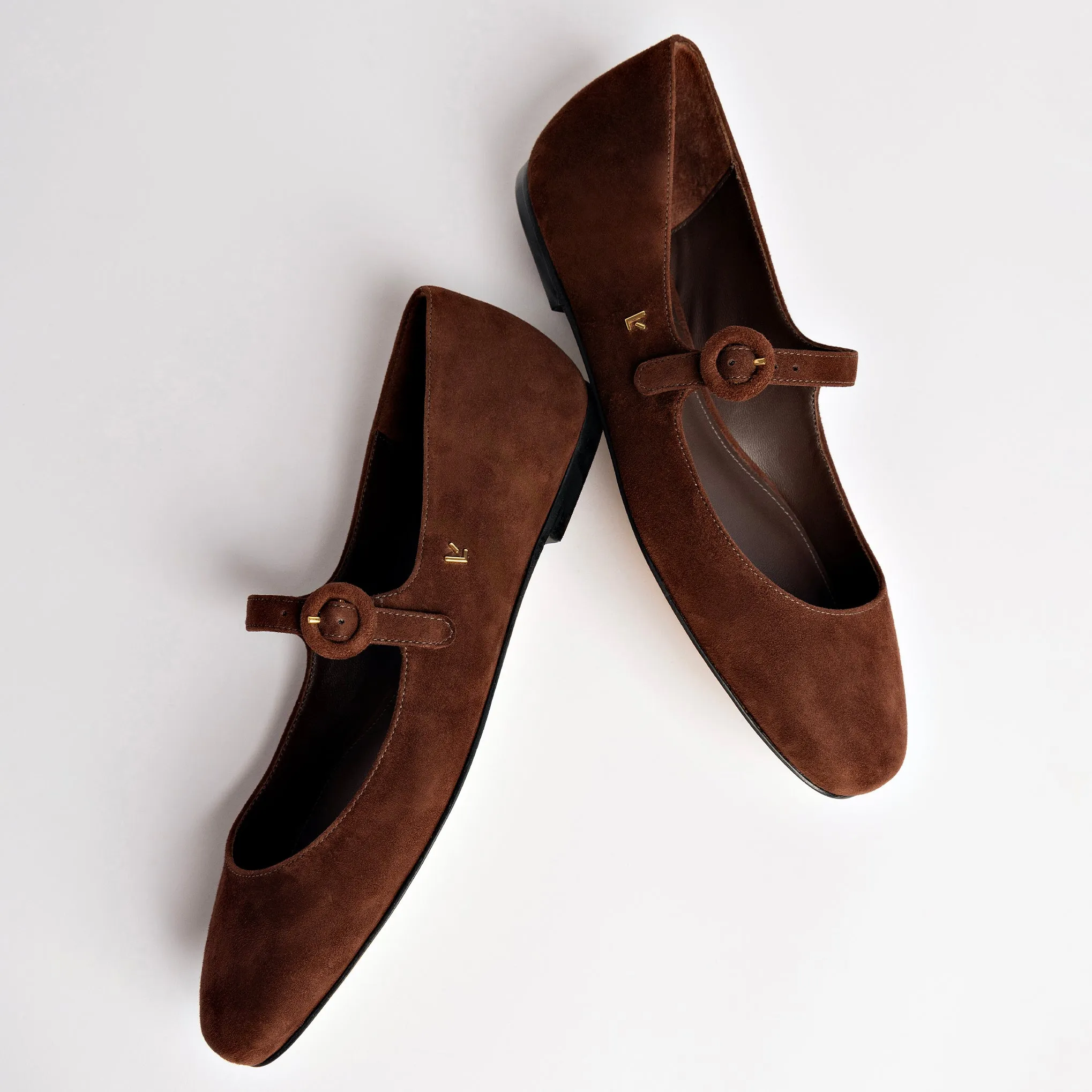 Larroude Blair Ballet Flat In Brown Suede