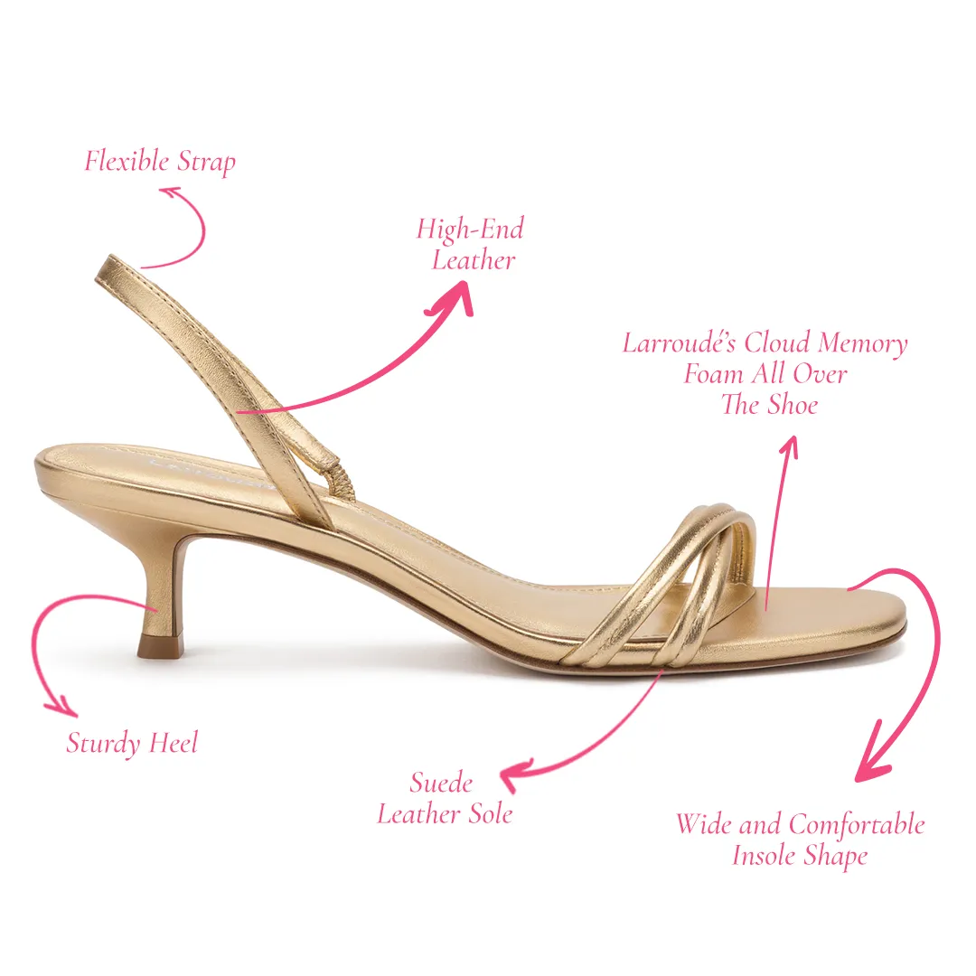 Larroude Mini Annie Sandal In Gold Metallic Leather