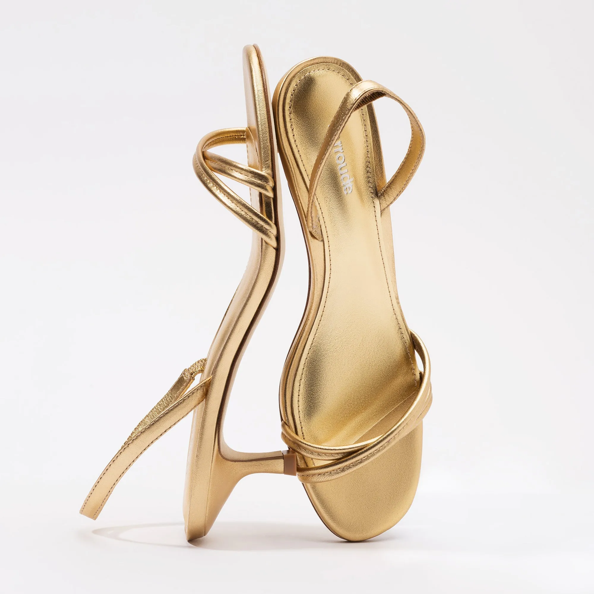 Larroude Mini Annie Sandal In Gold Metallic Leather