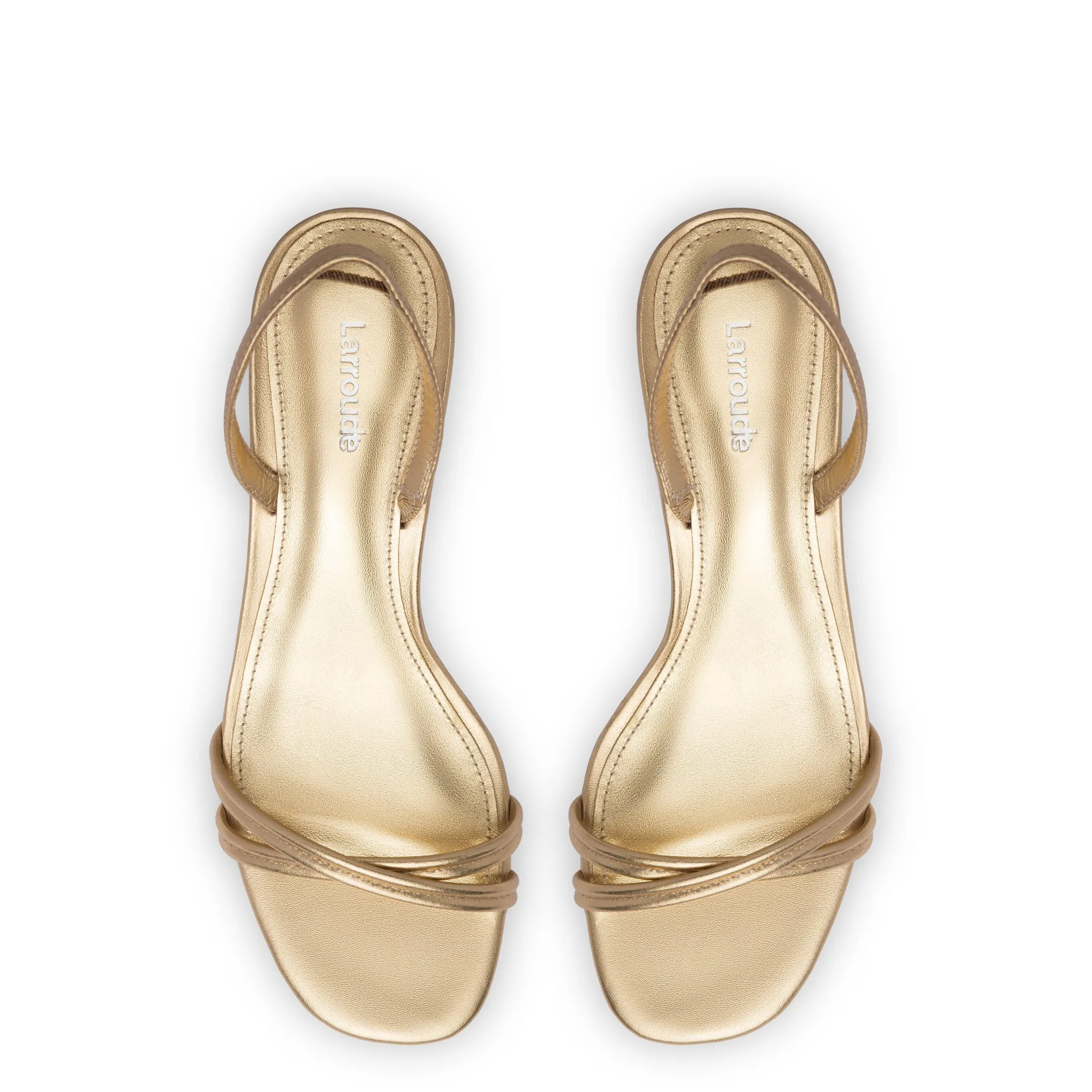 Larroude Mini Annie Sandal In Gold Metallic Leather