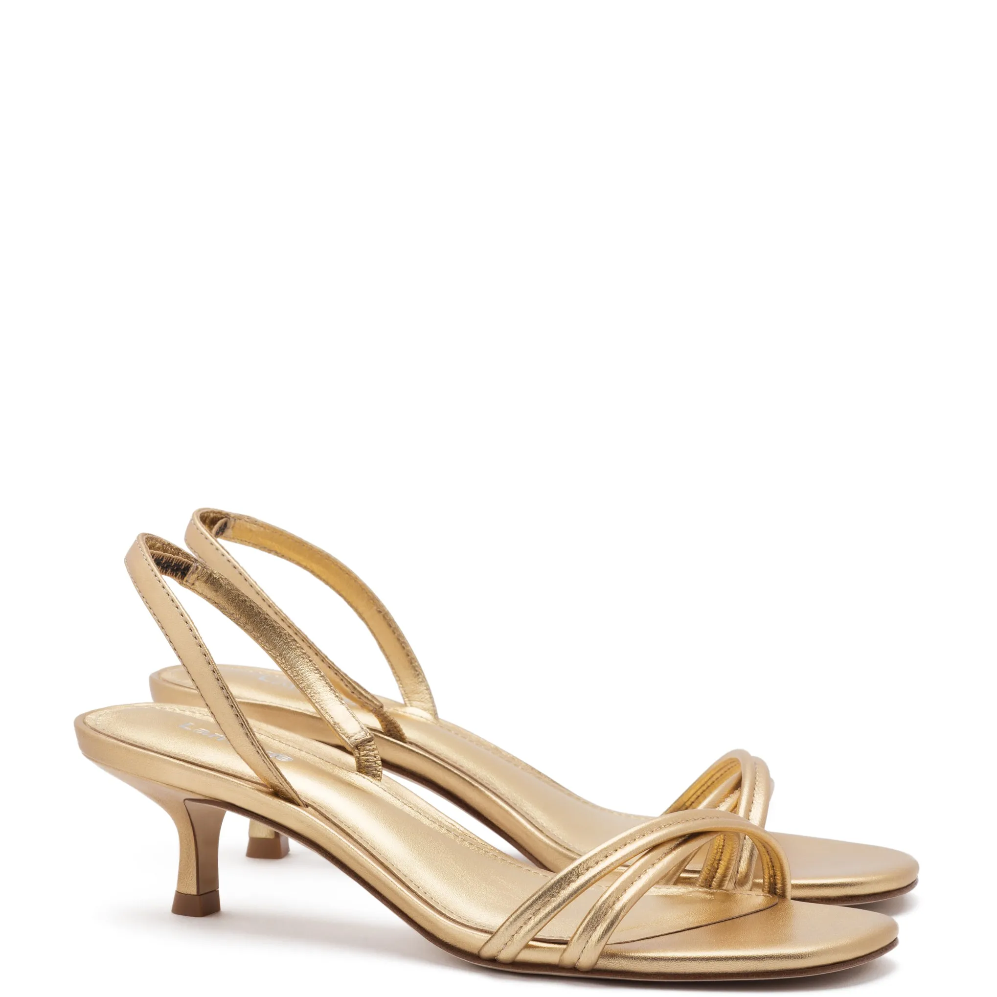 Larroude Mini Annie Sandal In Gold Metallic Leather