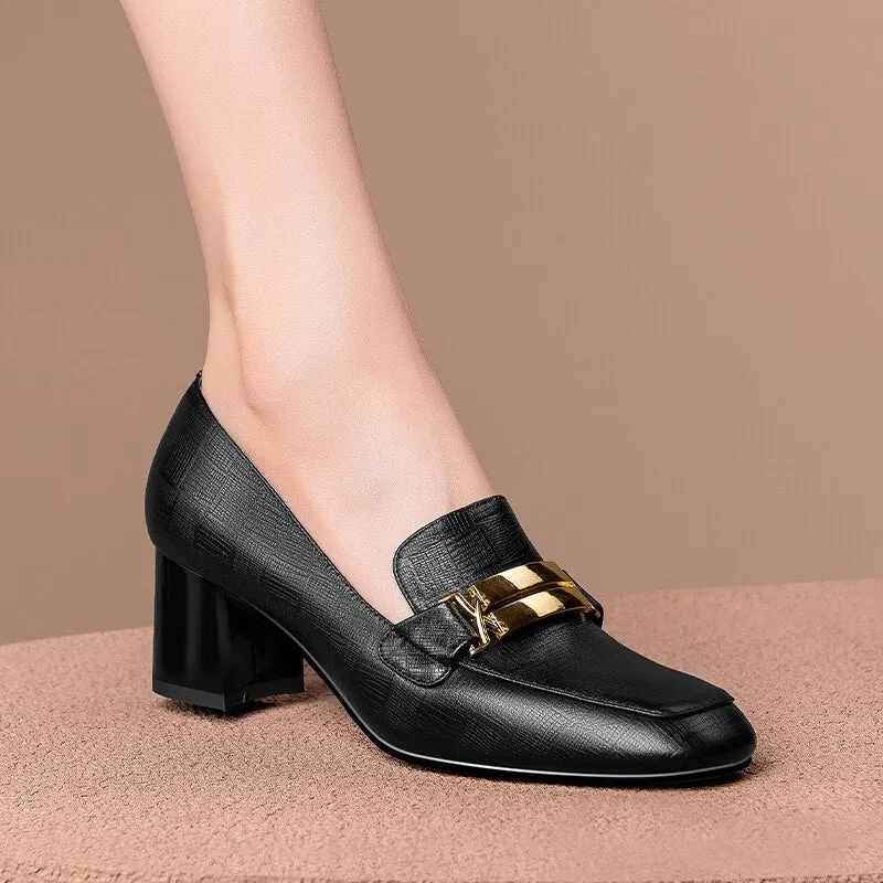 LuxeMetal Vintage Slip-On Square Toe Casual Shoes