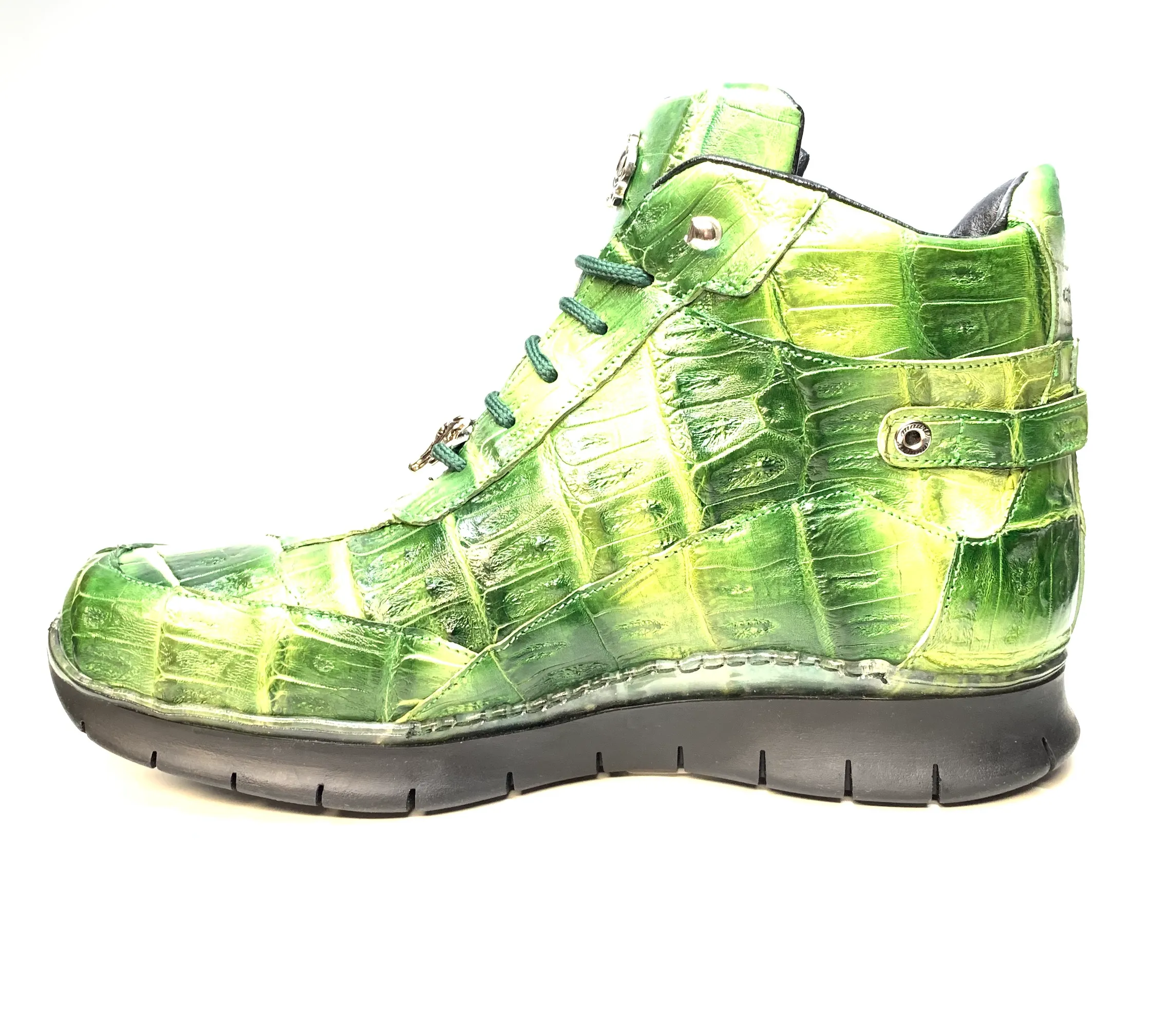 Mauri 8567 Multi Green Crocodile Hightop Sneakers