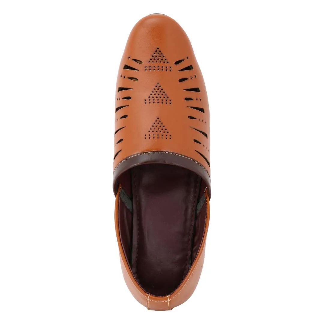 Men Tan Leather Formal Shoes