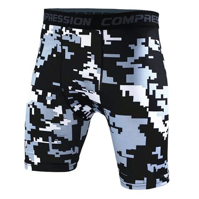 Mens Crossfit Camouflage Tight shorts Running training compression Quick-drying pants Gym jogging Fitness workout Bermuda Tights