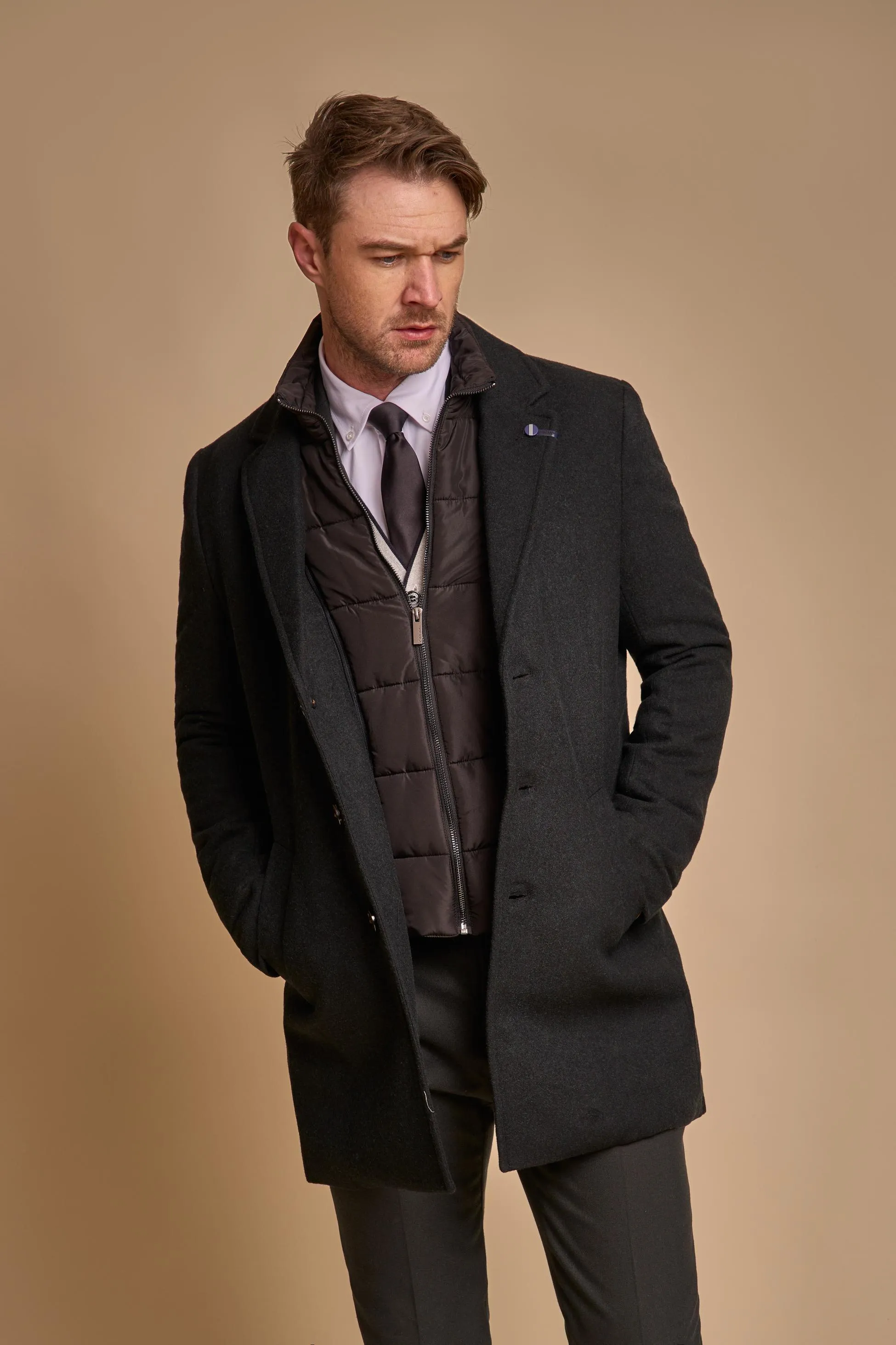 Men's Slim Fit Wool Blend Coat - SANFORD - Green Forest