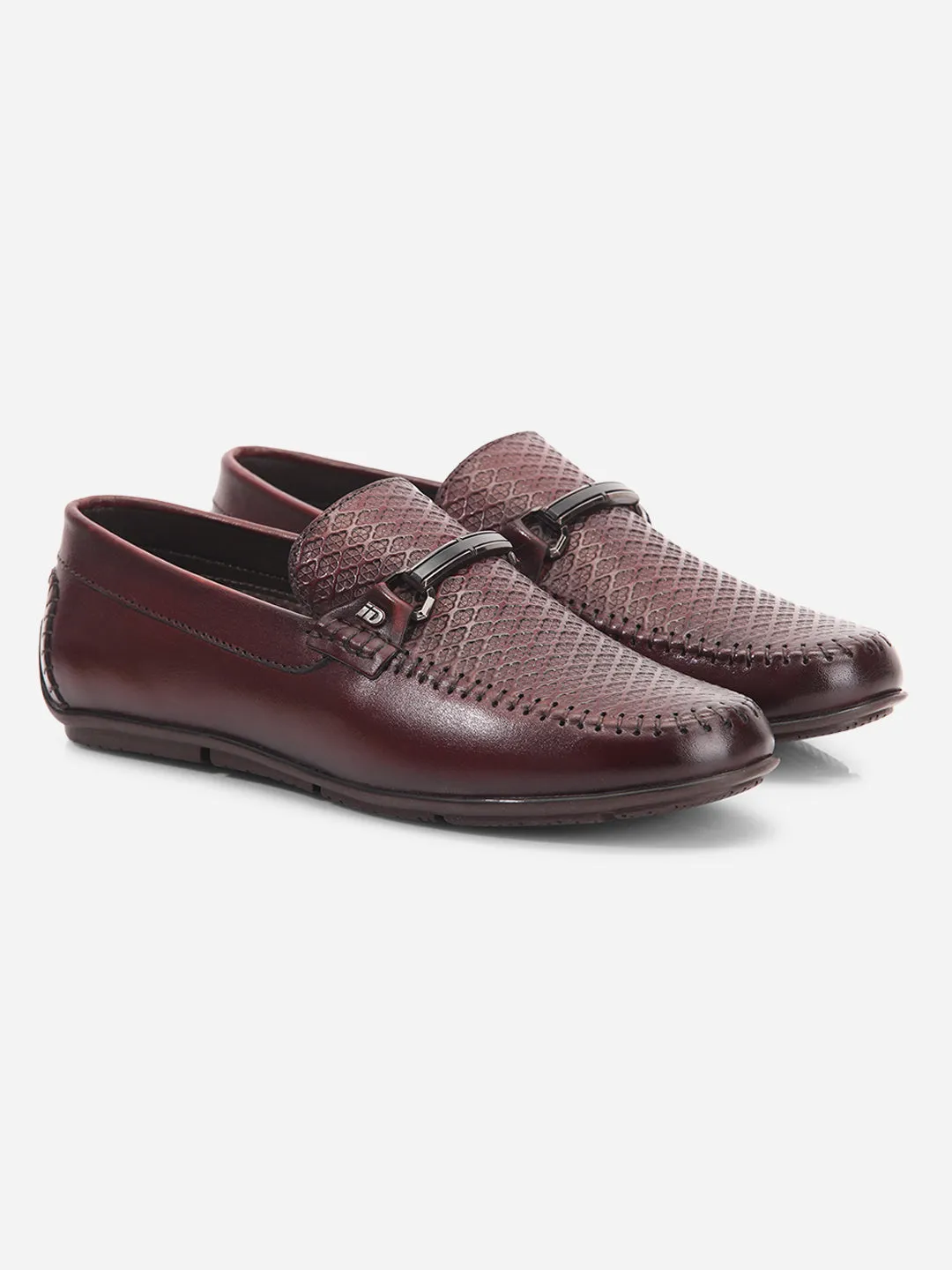 Men's Wine Textured Round Toe Slip On (ID1160)