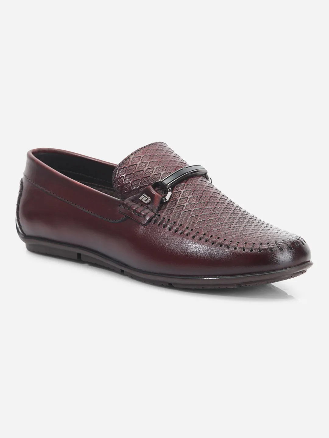 Men's Wine Textured Round Toe Slip On (ID1160)