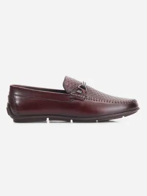 Men's Wine Textured Round Toe Slip On (ID1160)