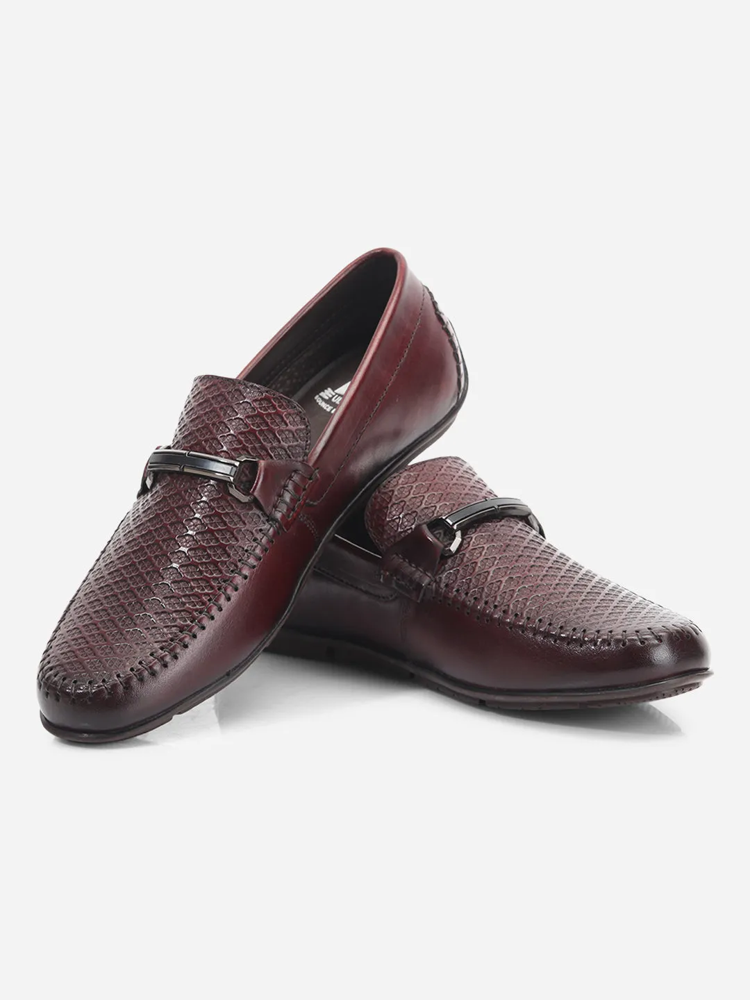 Men's Wine Textured Round Toe Slip On (ID1160)