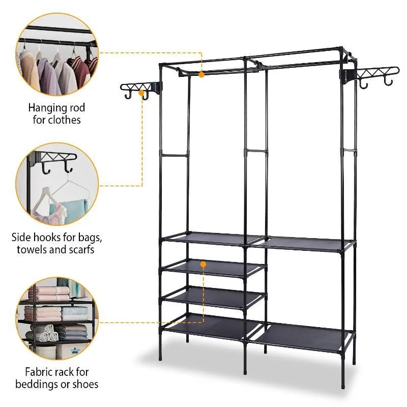 Metal Garment Rack Shoe Clothing Organizer