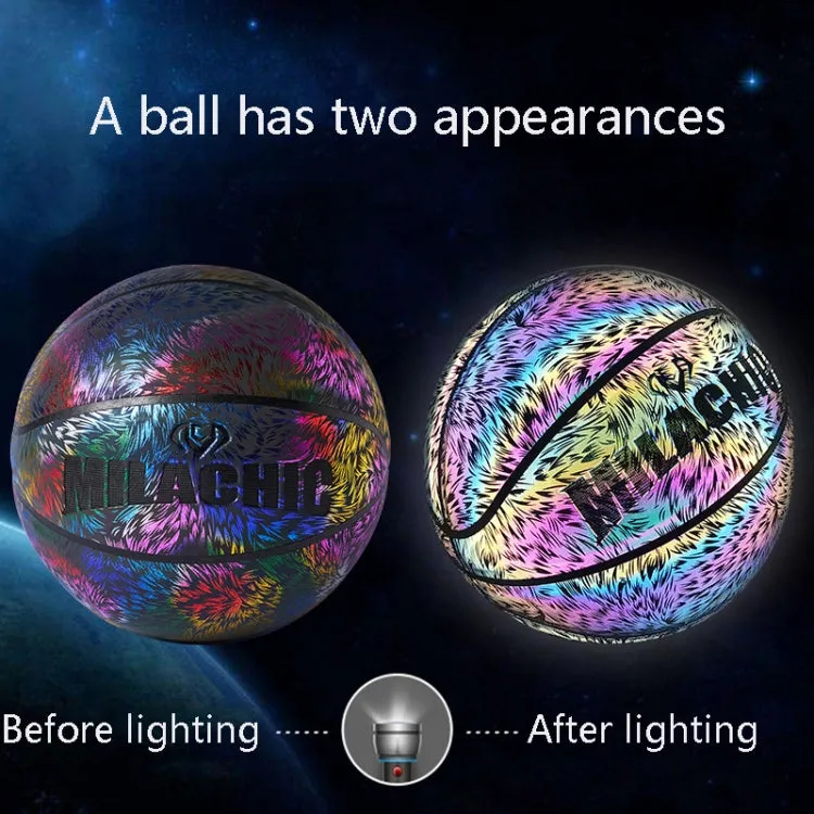 MILACHIC Number 7 Sports Cool Night Light Reflective Basketball(Reflective Fragment 6732)