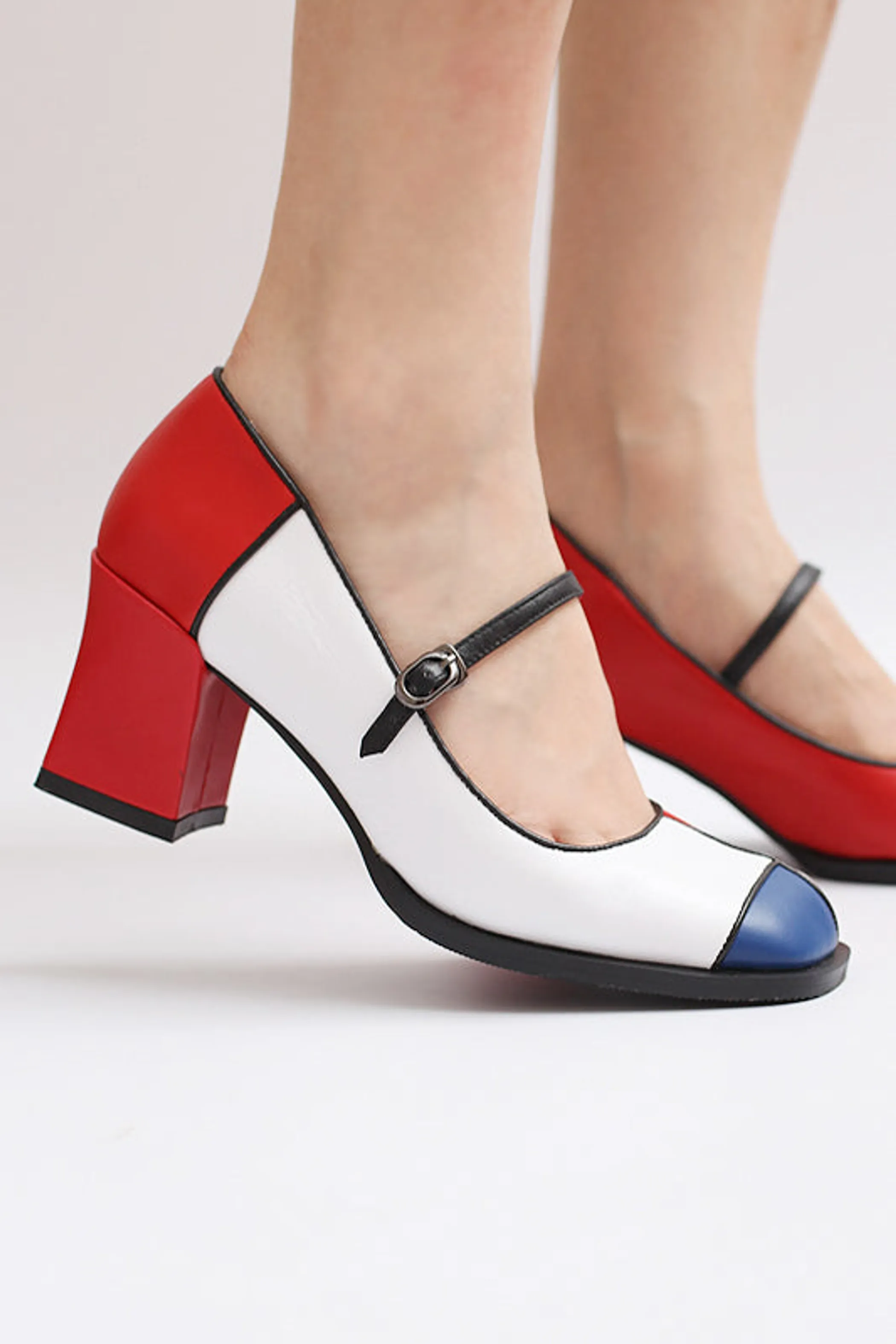 Modrian Square Heel Pumps