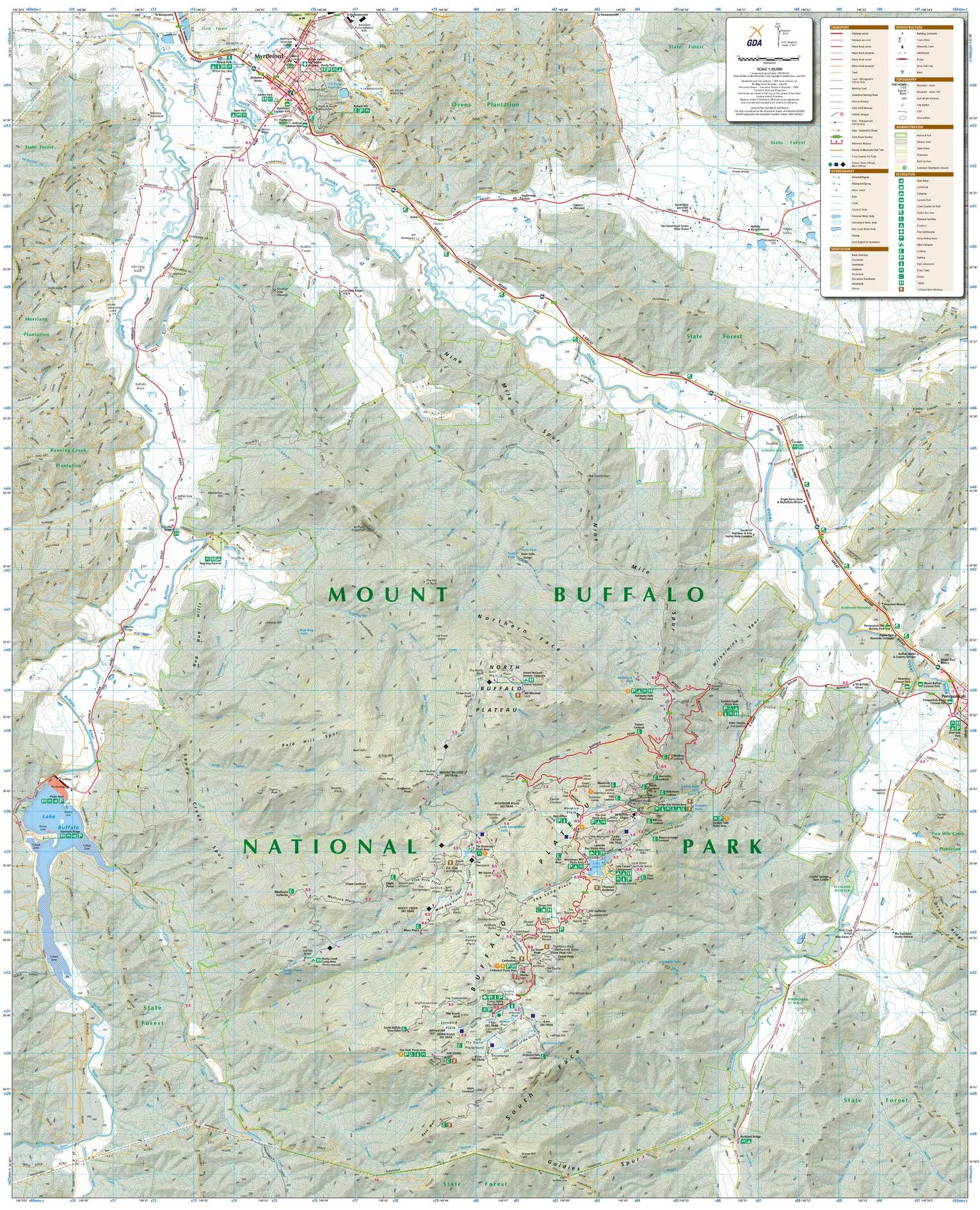 Mount Buffalo (VIC) Topographic Wall Map by Spatial Vision