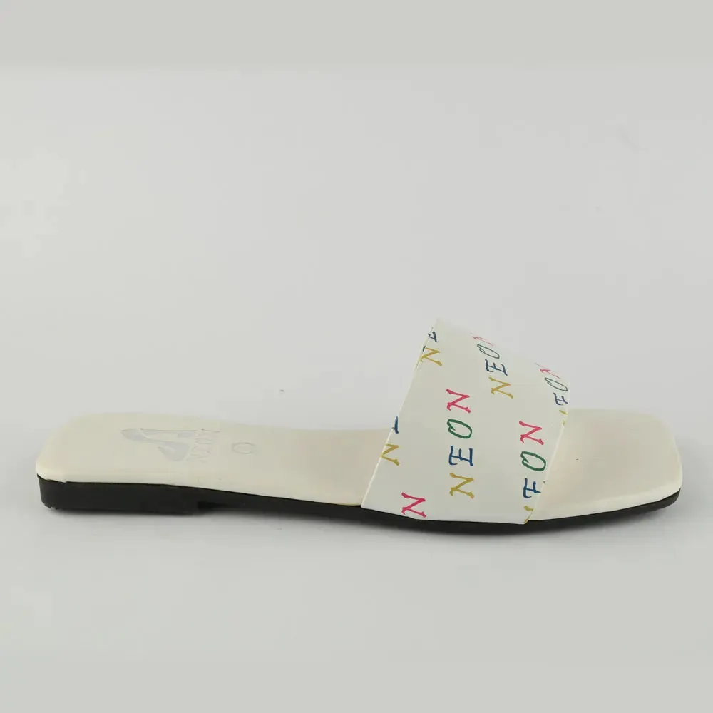 Neon Signature Slipper White