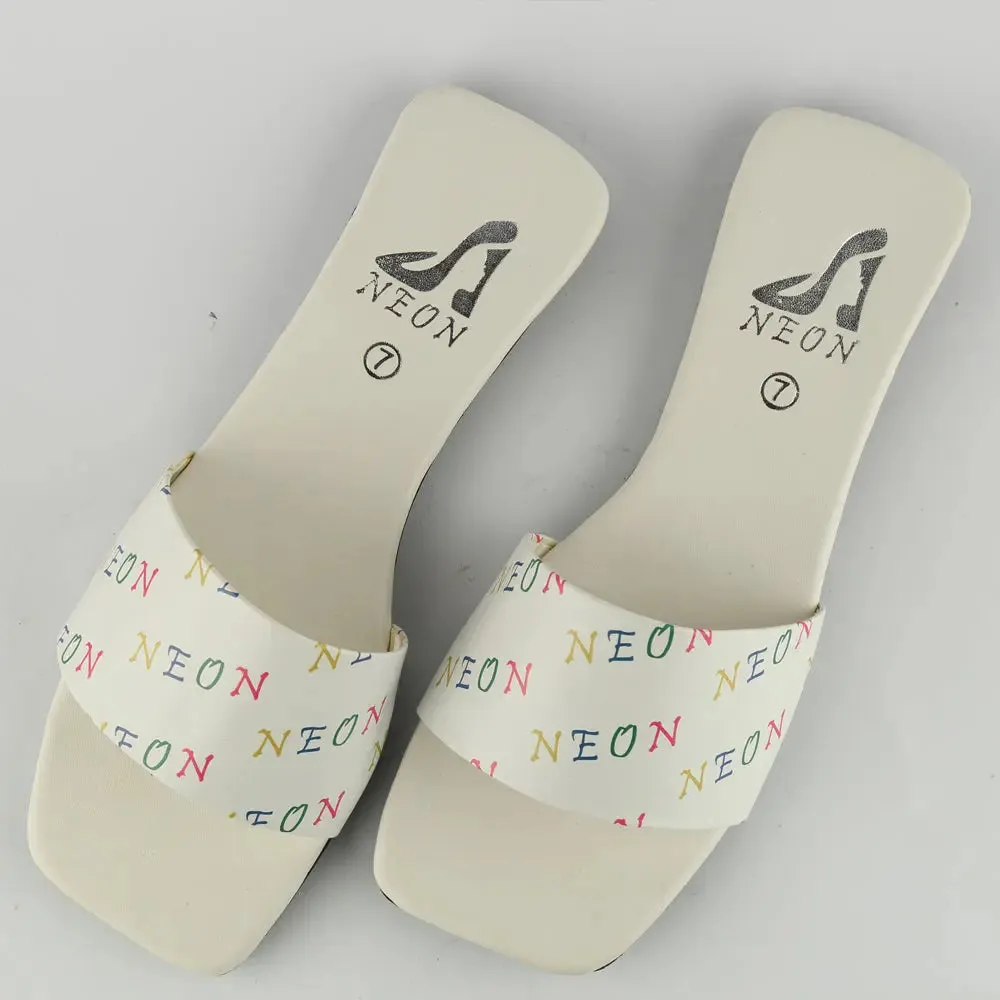 Neon Signature Slipper White