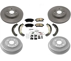 New Disc Rotors Pads Rr Brake Drums Shoes & Shoe Springs 7pc for Mazda 2 11-15