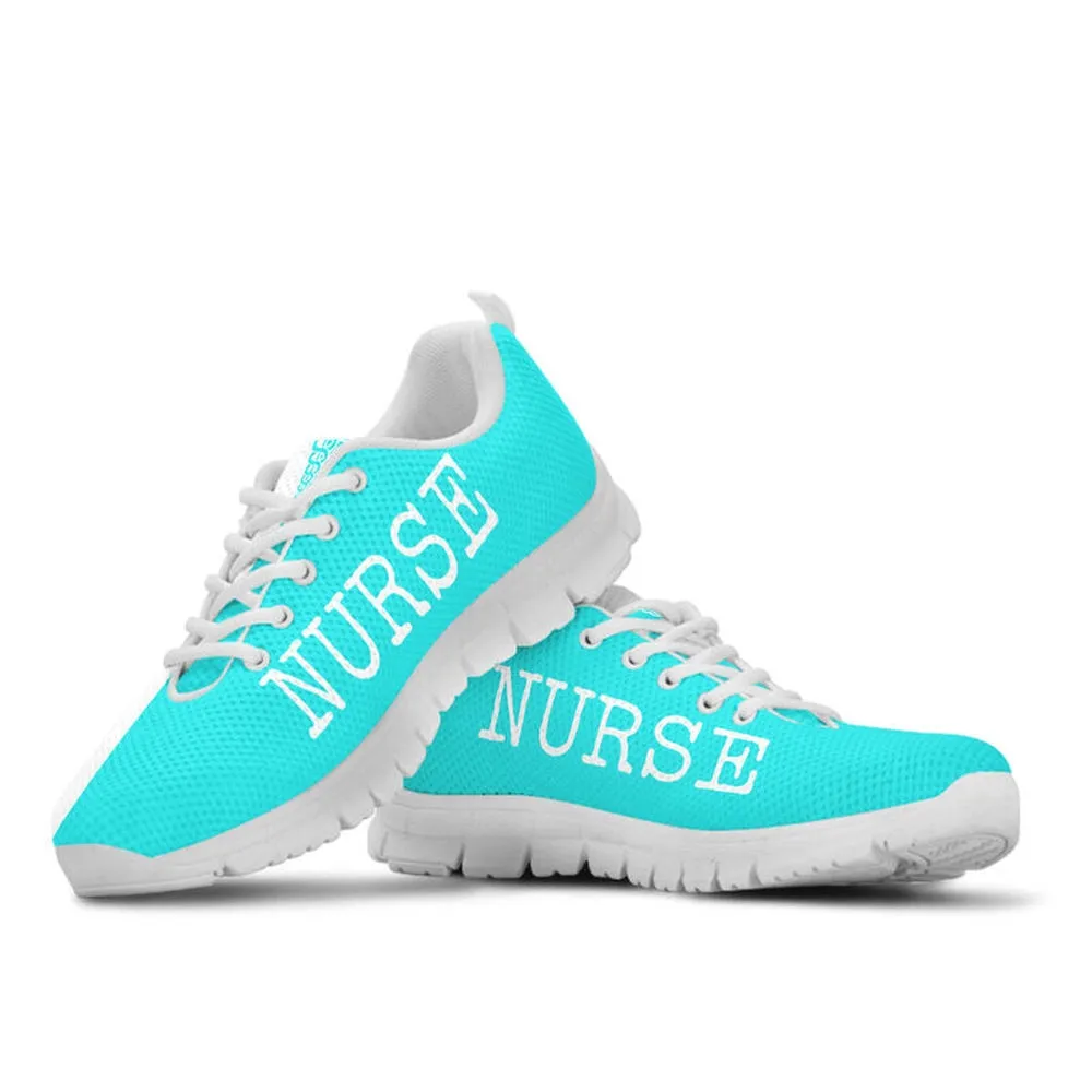 Nurse Sneaker, Nurse Love Light Blue White Sneakers Shoes, Best Shoes For Nurses