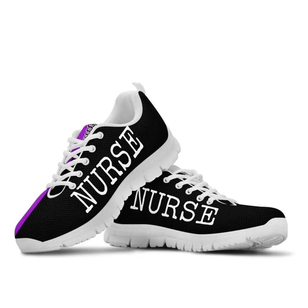 Nurse Sneaker, Nurse Strong Purple Black Sneakers Shoes, Best Shoes For Nurses