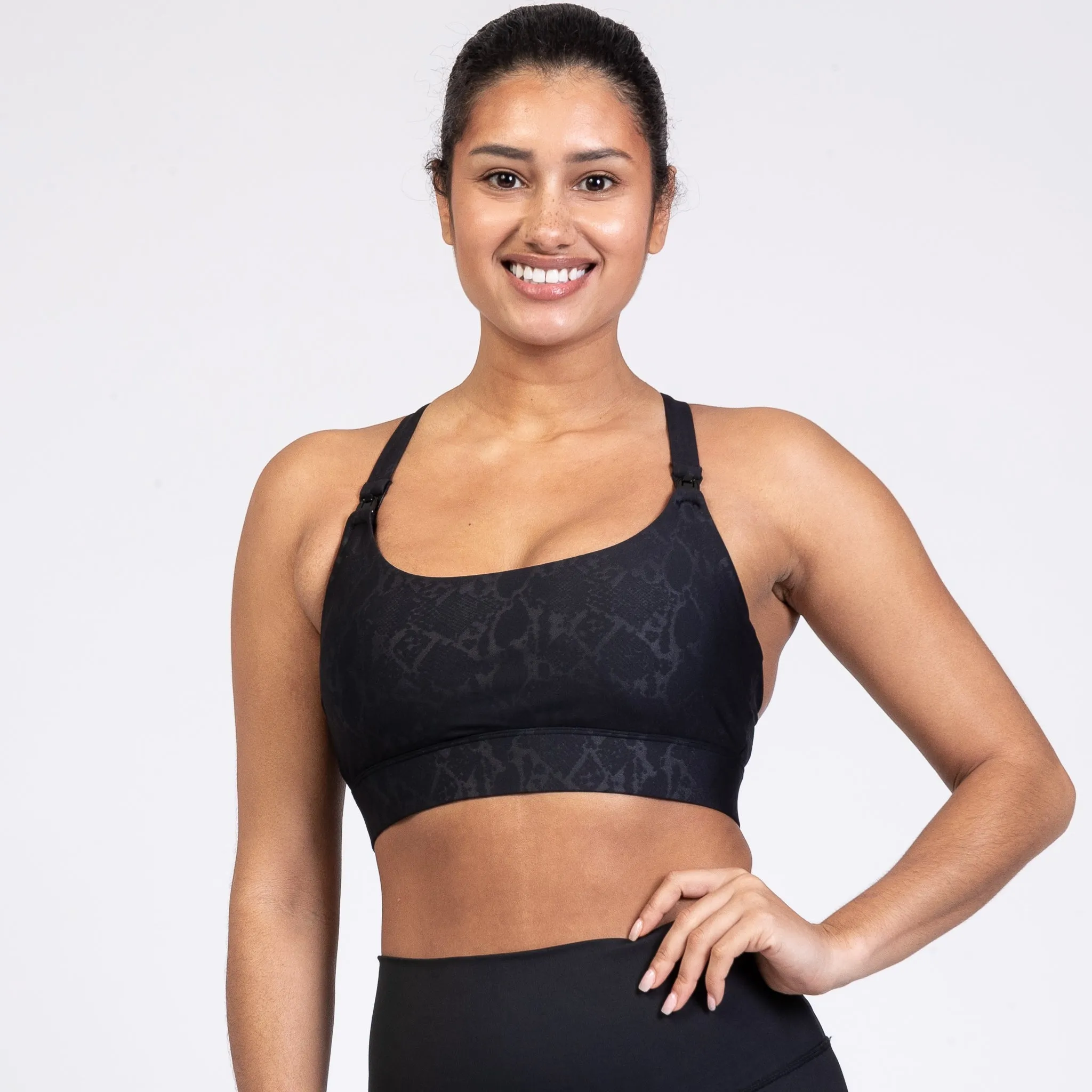 Océane 4 - Medium Support Nursing & Hands Free Pumping Sports Bra (Metallic Snake)